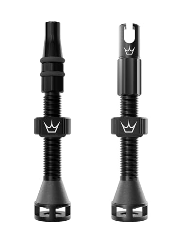Peaty's Holeshot Fast Flow Tubeless Valves - High Airflow Anti Sealant Clog Design, Fast Tyre Setup, Fully Serviceable 7075 Aluminium, Bike Tyre Valves Compatible with MTB Rim Inserts, 42mm Black