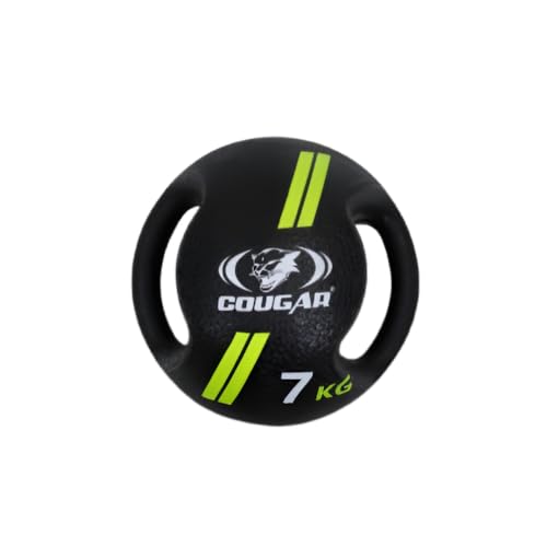 Image of COUGAR Dual Handle Rubber Moulded Medicine Ball for Home and Gym Intense Workout, 7 KG