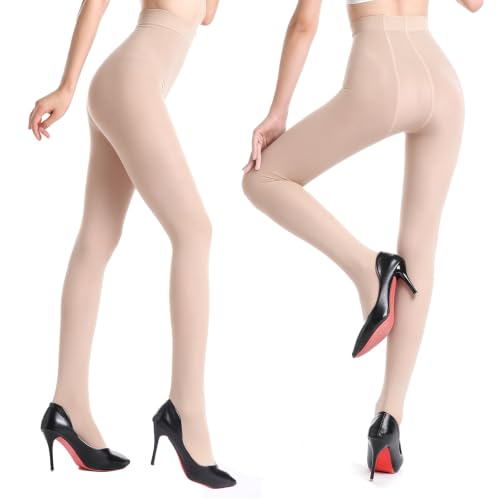 Image of Weziarer 120D Velvet Tights for Women, Opaque Pantyhose 2 Pairs