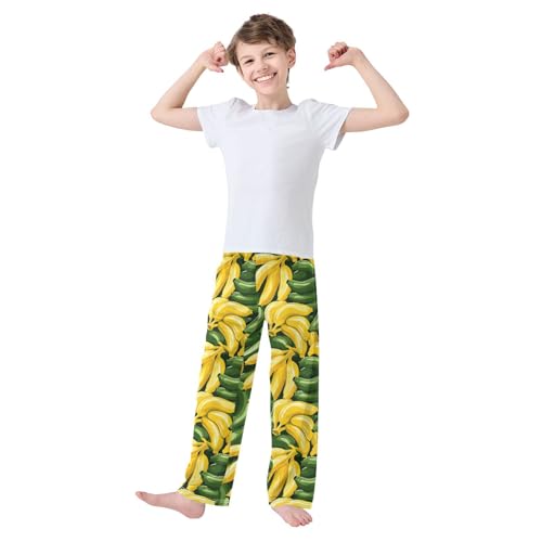 Pajama Bottoms, Green Yellow Banana Sleeping Pant Lounge Wear Pajamas Long Pants Sleepwear Pjs2