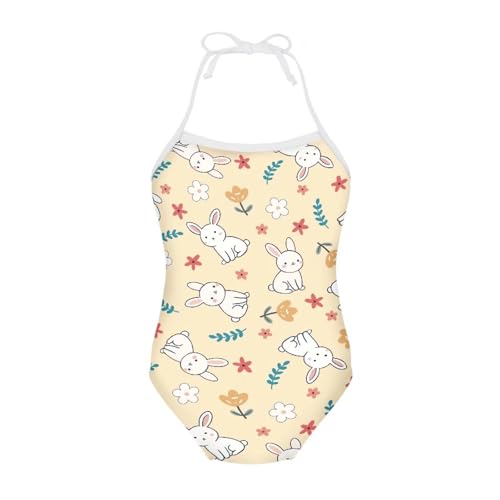 Image of One Piece Swimsuit for Girls Beach Bathing Suit Halter Straps Sports Swimwear for 1-10 Year Toddler Kids