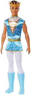 Ken Doll | Kids Toys | Royal Ken with Gold Crown and Blue Tunic | Barbie Fairytale Brunette Doll with Riding Boots | Gifts for Kids, HLC22