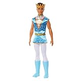 Barbie HLC22 - Ken-Puppe, Königlicher Ken mit Goldkrone und blauer Tunika (brünett), Puppen Spielzeug für Kinder ab 3 Jahren