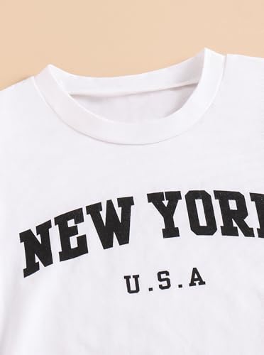 Image of Girls Shirts Short Sleeve Graphic Tees Crew Neck Casual Summer Tops White 9-10Y