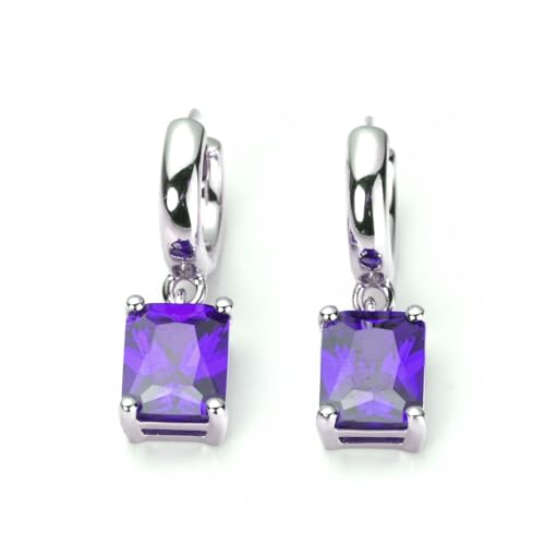 14K Gold Ruby Gemstone Hoop Earrings, Red Rectangular Style, Beautiful Gift for Women