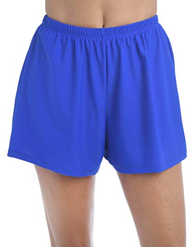 Maxine Of Hollywood Women's Plus Size 2'' Loose Fit Mid Rise Swim Shorts, Cobalt//Solids, 20W