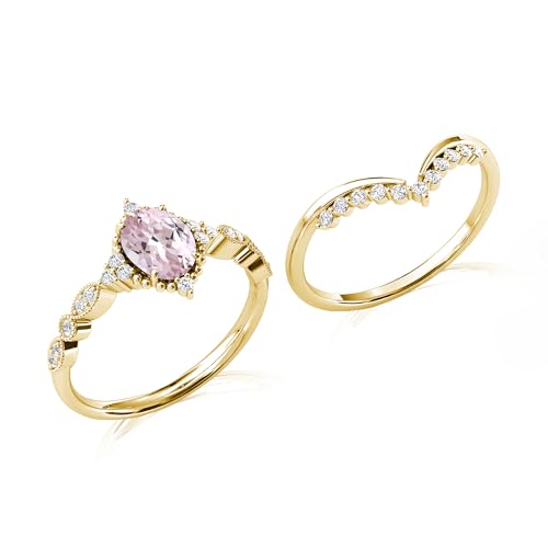 1.5CT Oval Cut Gemstone Wedding Ring Sets for Women,Silver 10K 14K 18K Solid Gold 2Pcs Gemstone Engagement Ring Set,Promise Rings Birthstone Jewelry Gifts for Her/Bridal4