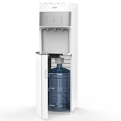 SOOPYK Self Cleaning Water Cooler Dispenser for 3-5 Gallon Bottles Bottom Load,Hot Cold and Room, Child Safety Lock, Empty Bottle Alert, White