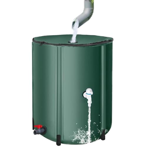 Barriles de Lluvia con Grifo, Contenedor de Almacenamiento de Agua Flexible de Gran Capacidad, Colector de Agua Plegable, para Resistencia a La Sequía, Riego(50L)