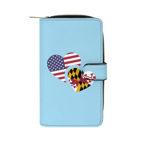 U.S. Maryland Flag Long Wallet for Women Men Purses Coin Pouch Credit Card Holder Organizer