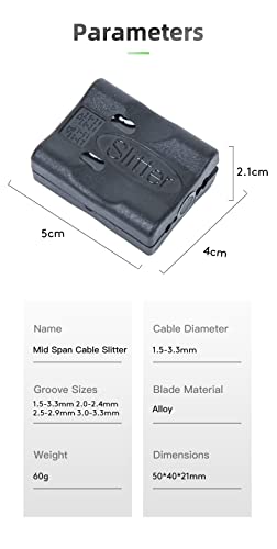Image of Corslet Two Pieces per Pack Mid Span Cable Slitter 4 Precision Slitting Grooves For Cable 1.5-3.3mm Alloy Forging Sharp Blade Easy Operation to Open Fiber Jackets (Buffer Tube Stripper Black)