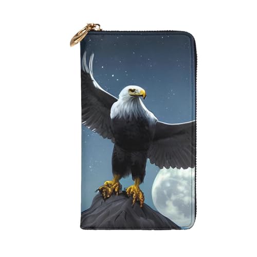 Leather Wallet - Stylish and Durable Wallet for Women with Multiple Compartments and Zipper Design Eagle under the stars Picture2