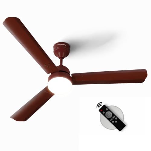 Image of LONGWAY Luminair 1200 mm BLDC Ceiling Fan with Remote Control & LED Light | BEE 5 Star Rated Energy Efficient | Ultra High Speed 3 Blade Anti-Dust Decorative Ceiling Fan (Brown, Pack of 1)