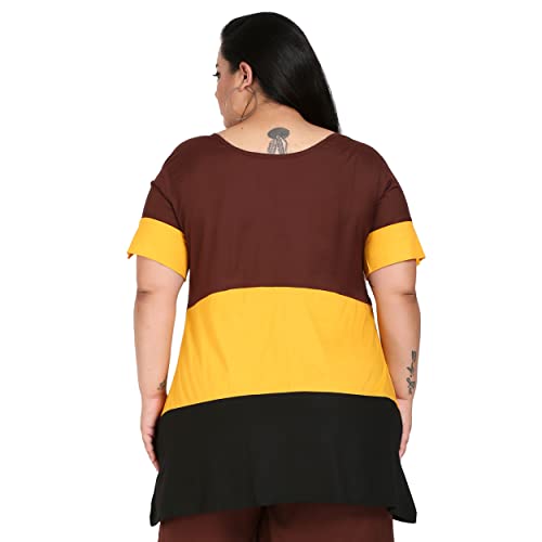 Image of Women's Casual Round Neck Half Sleeves Rayon Multicolor Top, FZ-Top-103