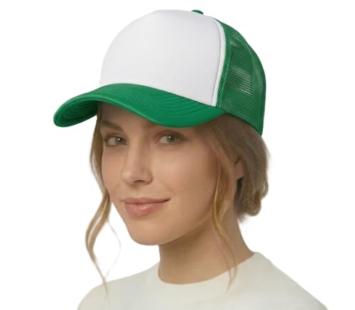 Image of NYFASHION101 Plain Mesh Trucker Hat - Breathable 6-Panel Daily Snapback Cap, Customizable Ideal for DIY Embroidery & Patches