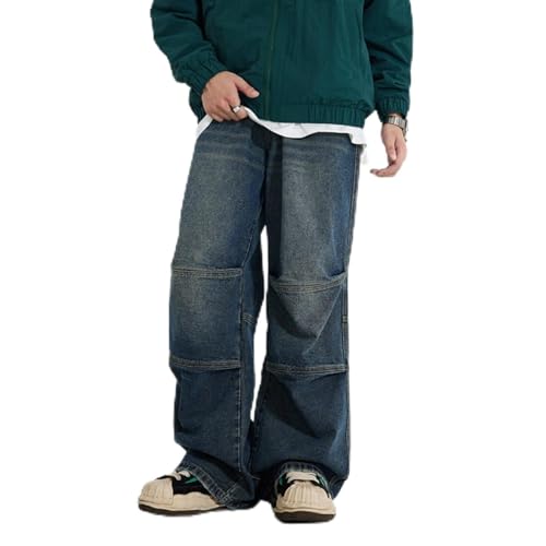 Jeans Pants Trousers Denim Spring and Summer Men's Splicing Small Design Sense Loose Floor Wide Leg Men