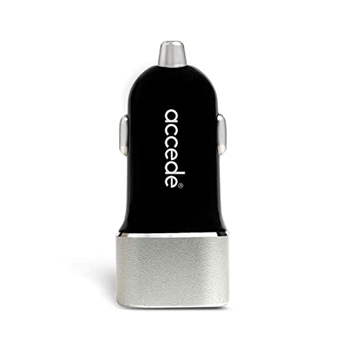 Accede Ultra-UP 2.4A Dual Port Fast Charging Car Charger, Dual USB Port Car Mobile Charger for All Smartphones with Free 1 Meter Micro USB Data Cable - (Black)