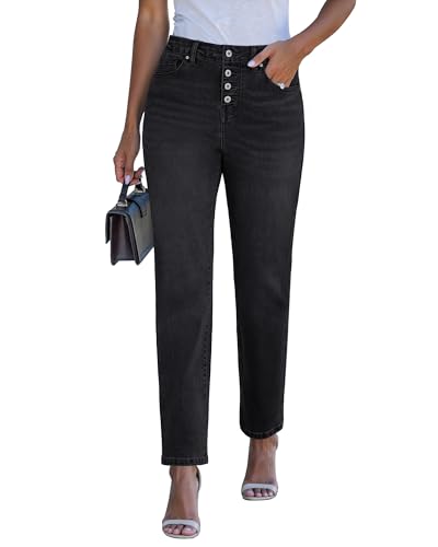 luvamia Women's Jeans Straight Leg High Waisted Trendy Button Fly