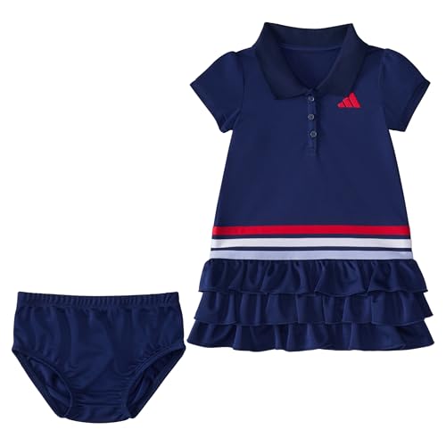 Image of adidas Baby Girls' Short Sleeve Ruffle Polo Dress 2-piece Set
