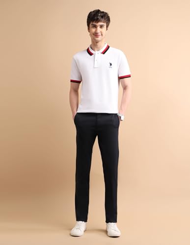 Image of U.S. Polo Assn. Men's Casual Trousers | Pique Knit - Regular Fit Chino Pants, Full Length, Stylish Men Trousers for Office & Regular Wear