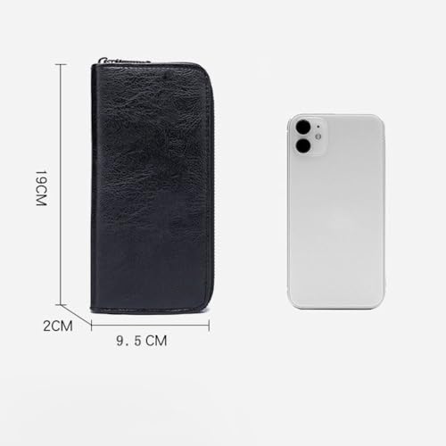 Phone Bag Large Capacity Solid Color Card Holder PU Wallet Men(Black)2