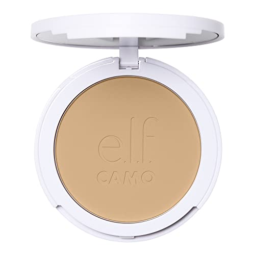 e.l.f. Camo Powder Foundation, Lightweight, Primer-Infused Buildable & Long-Lasting Medium-to-Full Coverage Foundation, Light 250 W