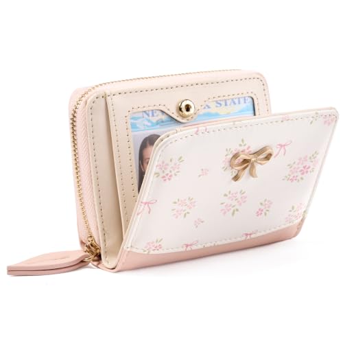 Image of GAEKEAO Small Wallet for Women RFID Blocking Vegan Leather Floral Ladies Purse Bifold Compact Card Holder with Zipper Pocket