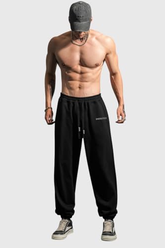 HHZ Men's Cotton Joggers Sweatpants Loose Baggy Gym Workout Yoga Lounge Pants with Elastic Bottom Straight Leg3