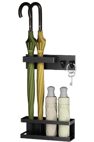 マグネット 傘立て フック付き アンブレラスタンド 小物収納 傘置き スマート 傘かけ 高さ調節可能 傘掛け 傘入れ かさラック キッチン 玄関 収納 ブラック