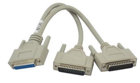 DB25 Female to 2 x DB25 Male Y Cable 1'