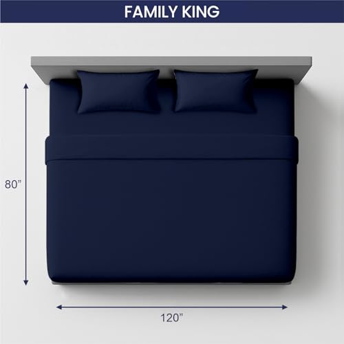 Image of SGI bedding 120 inchx80 inch 4 Pc Family King Sheet Set 600 TC 15 inch Deep, Navy Blue