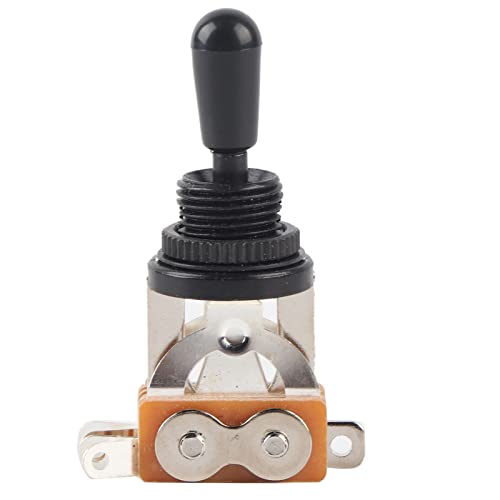 1Pc メタル 3 ウェイ トグルスイッチ 黒い先端交換部品付き LP スタイルエレキギター用、取り付け簡単、ギターピックアップセレクタースイッチ (黒)