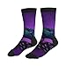 VPPUR Purple Peacock Pattern Print Mid Tube Sports Socks Lightweight Athletic Breathable Running Fashion Fitness Gear