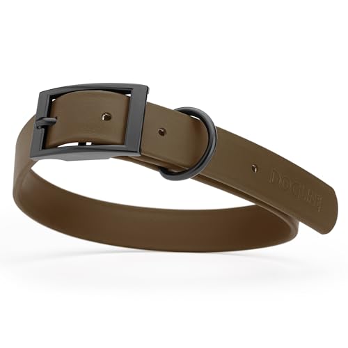 Image of Dogline Biothane Waterproof Dog Collar Strong Coated Nylon Webbing with Black Hardware Odor- Proof for Easy Care Easy to Clean High Performance Fits Small Medium or Large Dogs, Dark Chocolate Brown