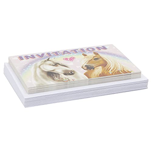 Paquet de 24 Cartes d'Invitation d'Anniversaire à Remplir, Dessins de Coeur, Arc-en-Ciel et Poneys, Format A6 - Image 7