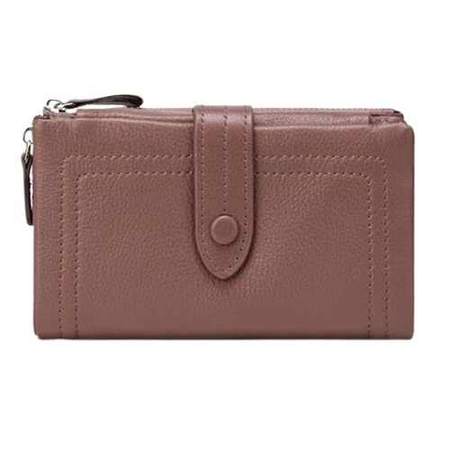 Women's Wallets Money Clips Genuine Leather Card Cases Purses Handbags Blocking Wallet Money Organisers 5.9Inch (Purple)