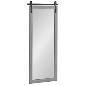 Kate and Laurel Cates Farmhouse Wood Framed Panel Mirror 18 x 50 Gray Barn Door Inspired Rustic Mirrors for Wall