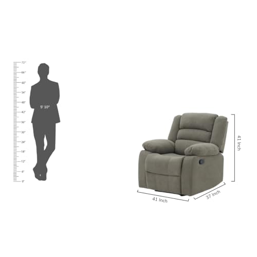 Image of Royaloak Muar Malaysian Fabric Recliner Single Seater - Grey | Premium Single Seater Recliner with High Backrest, Plush Armrest & Sturdy Metal Support | Comfortable Designer Seat for Living Room