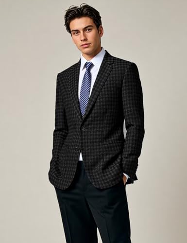 Men's Classic Plaid Blazer Single Breasted Heavyweight Fall Winter Jacket for Business Casual4