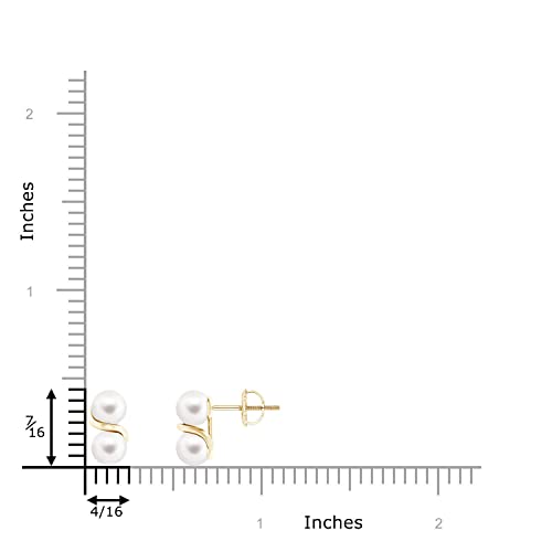 Angara Natural Pearl Two Stone Earrings For Women, Girls In 14K Yellow Gold (Grade-Aa | Size-5Mm) | June Birthstone Jewelry Gift For Her | Birthday | Wedding | Anniversary | Engagement #TOP1