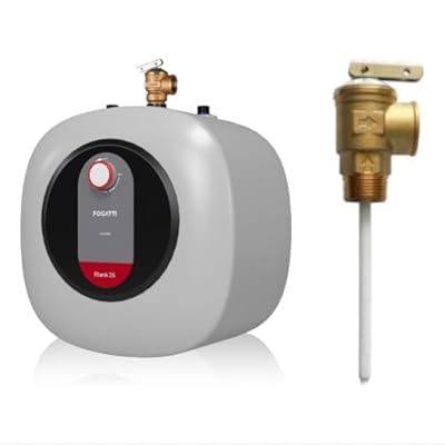 Electric Mini Tank Water Heater 2.5 Gallon with FOGATTI Temperature and Pressure Relief Valve 3/4" NPT