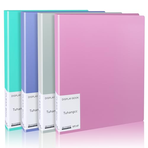 Tuhangcc 30-Pocket Binder with Plastic Sleeves with Clear...