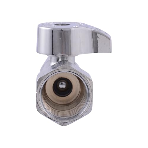 Eastman 1/2 Inch FIP x 3/8 Inch OD Compression Quarter Turn Straight Stop Valve, Brass Plumbing Fitting, Chrome, 10755LF