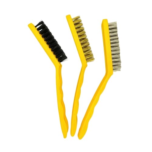 Jogo 3 Escovas Grandes Cerdas Aço Nylon Latão Cabo Plástico