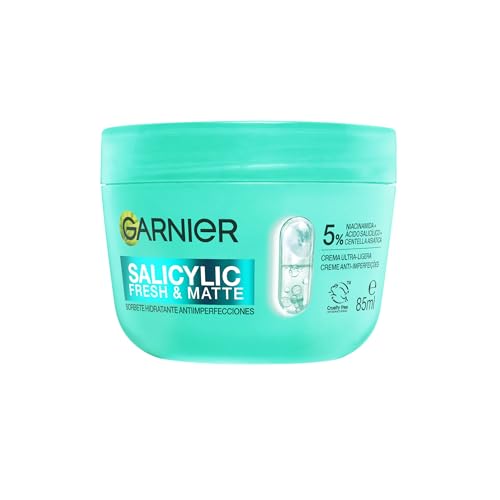 Garnier Pure Active Salicylic Fresh & Matte Sorbete Hidratante Antiimperfecciones-Ultraligera y refrescante-5% [Niacinamida+Ácido salicílico+Centella asiática]-Cruelty Free International y vegana-85ml