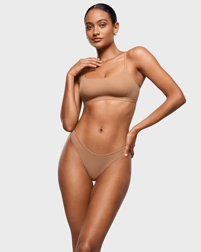 Image of INLYRIC Women's Inbarely Soft Thong - No Show Sexy Panties Breathable V-waisted Ladies Underwear 3 Pack