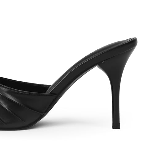 Image of iiimmu 3.5 IN Stiletto Mules High Heels with Pointed Peep Toe Heeled Sandals Faux Leather