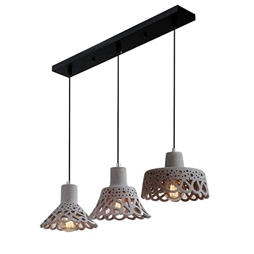Suspension E27 réglable en hauteur avec 3 lampes en ciment