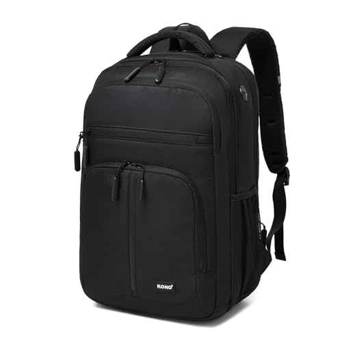 Kono Mochila Portátil para Ordenador 15.6 Pulgadas Hombre, Antirrobo e Impermeable, Ligera y Multifunción para Trabajo, Universidad, Viaje, Escuela, Negocios y Uso Diario (Negro)