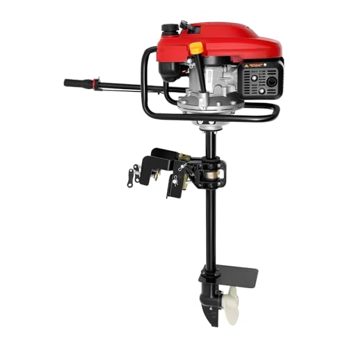 PERFERATE 7.5 HP 4 Stroke Outboard Motor 200CC Heavy Duty Fishing Boat Engine Gasoline Outboard Boat Motors with CDI Ignition & Air-Cooled System for Fishing Boat, Inflatable Boat